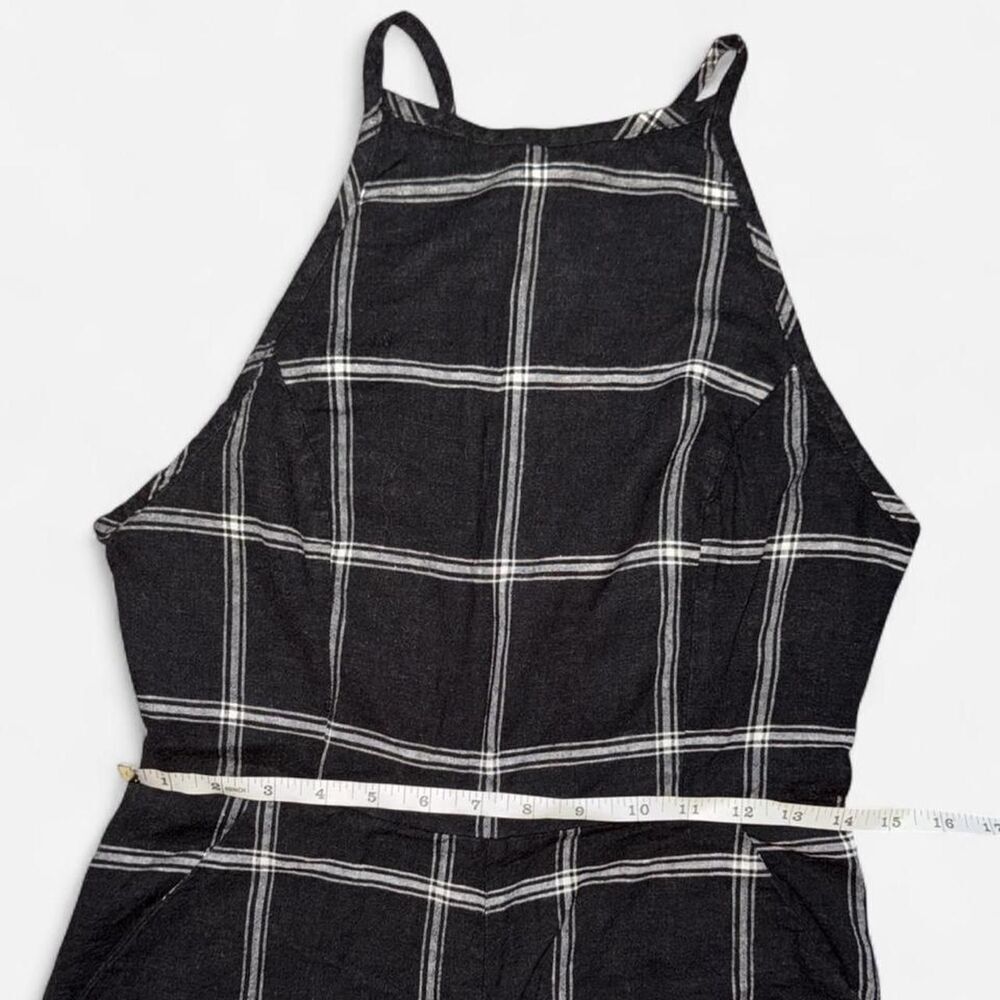 Urban Outfitters Black and White Plaid Linen High Neck Halter Jumpsuit Size US 4 - Picture 6 of 10